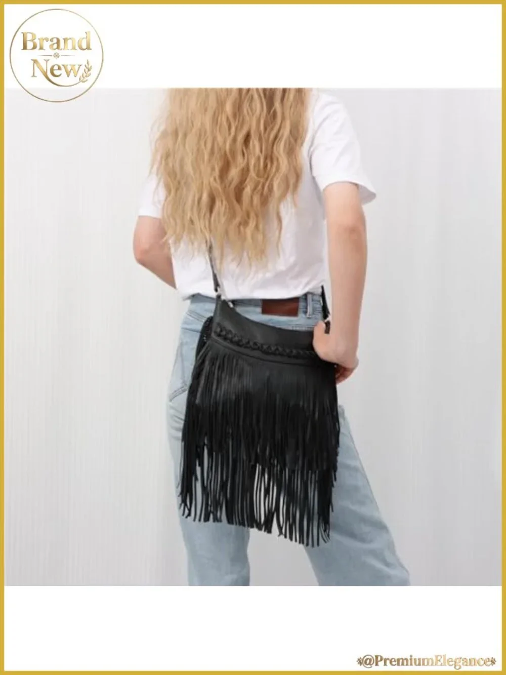 Vegan Leather Fringe Tassel Hobo Crossbody Bag Western Shoulder Purse